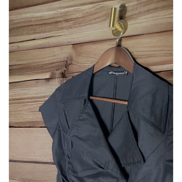 NWOT Mangosteen Dress Size Small Navy Blue Ruched Front Zip V Neck ($360) - Picture 2 of 4